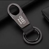 Chaveiro Mosquetão Para Audi S-lineq3 Q5 Couro Preto Metal B