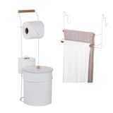 Kit Suporte De Chão Papel Higiênico + Porta Toalha De Banho
