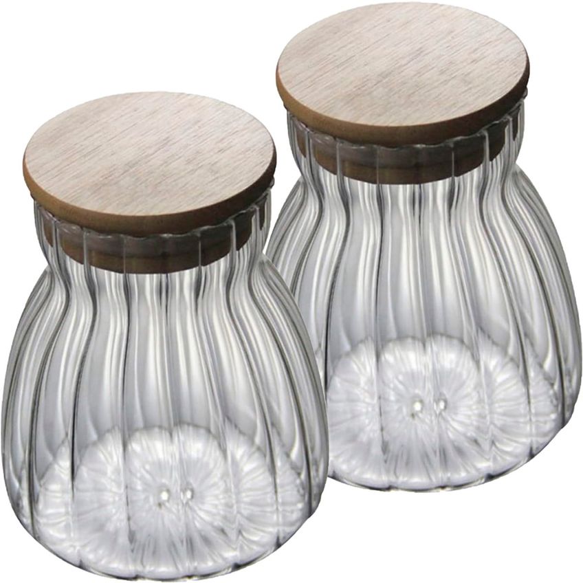 Pote Hermético Com Frisos Tampa Bambu 700ml Recipiente Vidro - imagem 4