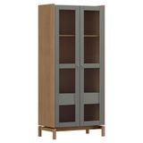 Cristaleira Barcelona 180cm 2 Portas Oak/ferrolack Com Vidro Canelado - Finestra Móveis