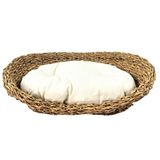 Cama Para Pet Cesto Rattan Almofada Algodão Gato Cachorro