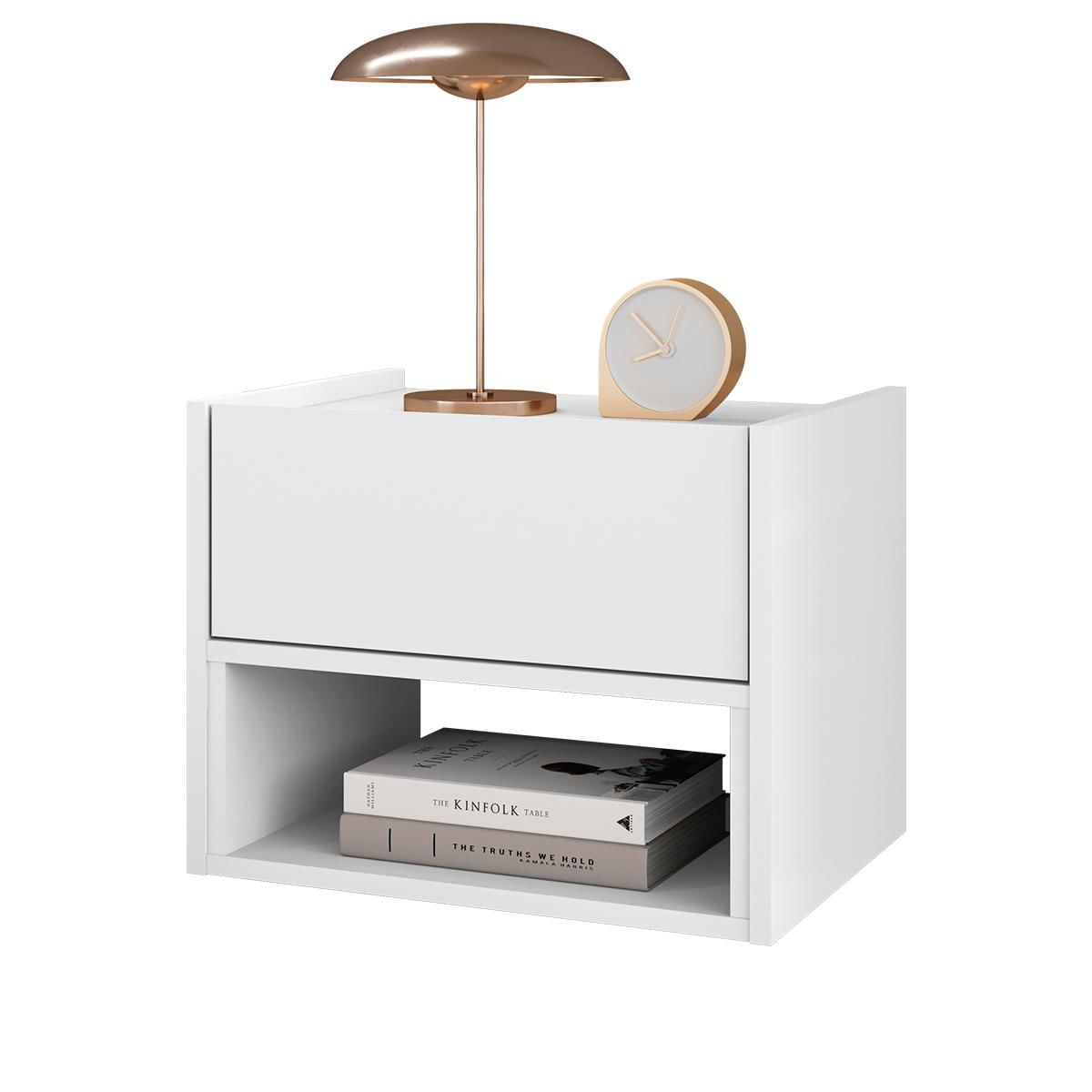 Mesa De Cabeceira Quarto Florença Suspensa Com 1 Gaveta Branco