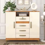 Cômoda Angra 2 Portas 4 Gavetas 99x109x40 Cm Cinamomo/off White