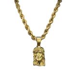 Cordão 10mm Baiano + Pingente Jesus - Banhado A Ouro 18k