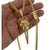 Cordão 7mm Grumet + Pingente Pitbull - Banhado A Ouro 18k
