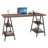 Mesa Escrivaninha Cavalete 150cm Estilo Industrial Prisma C08 Nogal-preto - Mpozenato