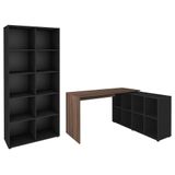 Mesa Escrivaninha Em L Eron E Estante Livreiro 90x187cm Lean A06 Ipê-preto - Mpozenato