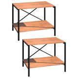 Kit 2 Sapateiras Multiuso Hall De Entrada 60cm 2 Prateleiras Padova Demolição-preto - Artefamol