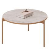 Mesa De Centro Redonda Para Sala Pé Metal Nala D04 Quartzo - Mpozenato