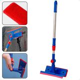 Rodo Limpa Vidros Extensivel Mop Duplo Esfregao Lava Seca Limpeza Cabo Telescopico Rodinho Janela Sacada Profissional
