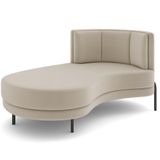 Chaise Longue Divã 164cm Braço Direito Logus D06 Veludo Bege - Mpozenato