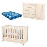 Berço Americano Cômoda Infantil Tutto New Off White E Colchão - Matic