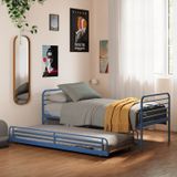 Conjunto Bicama Em Aço Infantil / Juvenil Teko Casatema Azul /álamo