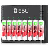 Baterias Aa Recarregáveis Ebl Lithium 3000mwh, Pacote Com 8 Baterias Com Carregador