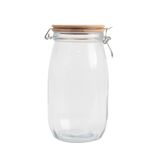 Pote De Vidro 1,5l Com Tampa De Bambu E Trava - Mozcada