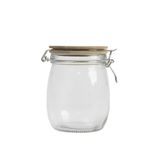 Pote De Vidro 700ml Com Tampa De Bambu E Trava - Mozcada