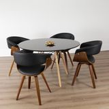 Conjunto Sala De Jantar Mesa Redonda 120cm Eiffel Tampo Com 4 Cadeiras Betina Giratória Preto