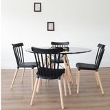 Conjunto Sala De Jantar Mesa Eiffel Redonda 120cm Tampo Mdf Com 4 Cadeiras Janaína Preto