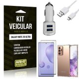 Kit Carregador Veicular Tipo C Note 20 Ultra + Capa Anti Impacto + Película Vidro 3D - Armyshield