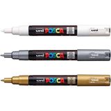Canetas Marcadoras Paint Art Posca Pc-1m, Tecido, Vidro, Metal, Conjunto 3