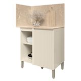 Balcão De Canto Reto Com Tampo E Painel 94cm Minsk Vanilla Z06 - Mpozenato