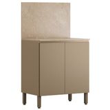 Balcão De Cozinha Com Tampo 80cm 2 Portas Minsk Vanilla Z06 - Mpozenato