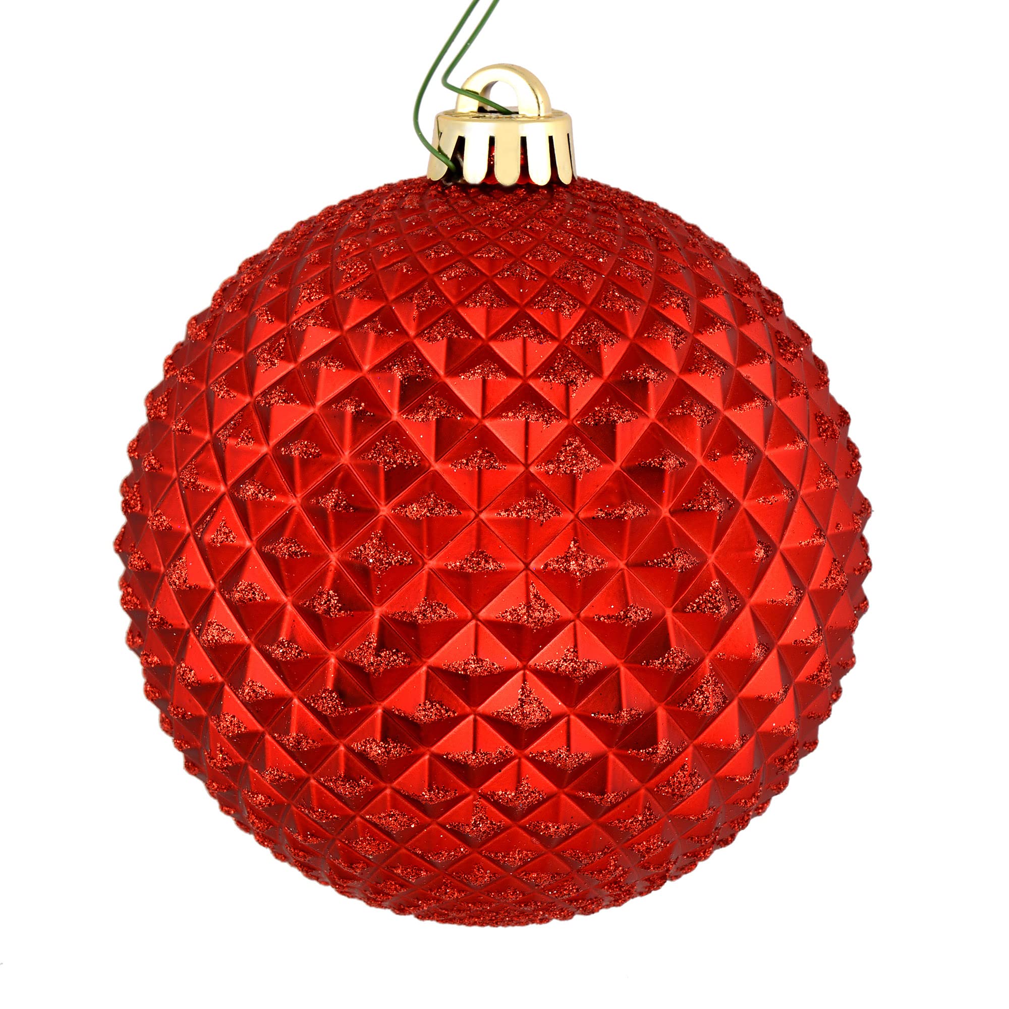 Ornament Vickerman Red Durian Glitter Ball, 6 Cm, Pacote Com 4