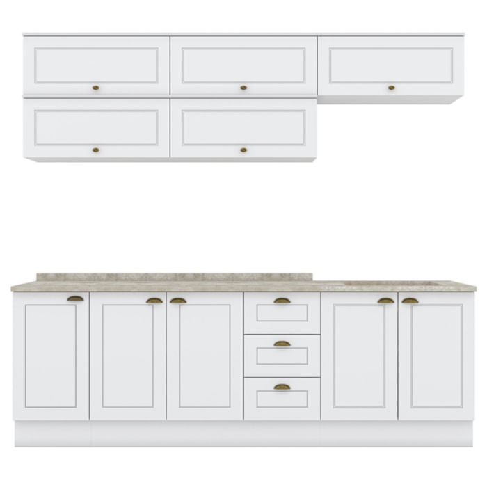 Cozinha Modulada 11 Pecas 240 Cm Ce381 Americana Branco Calcare Henn