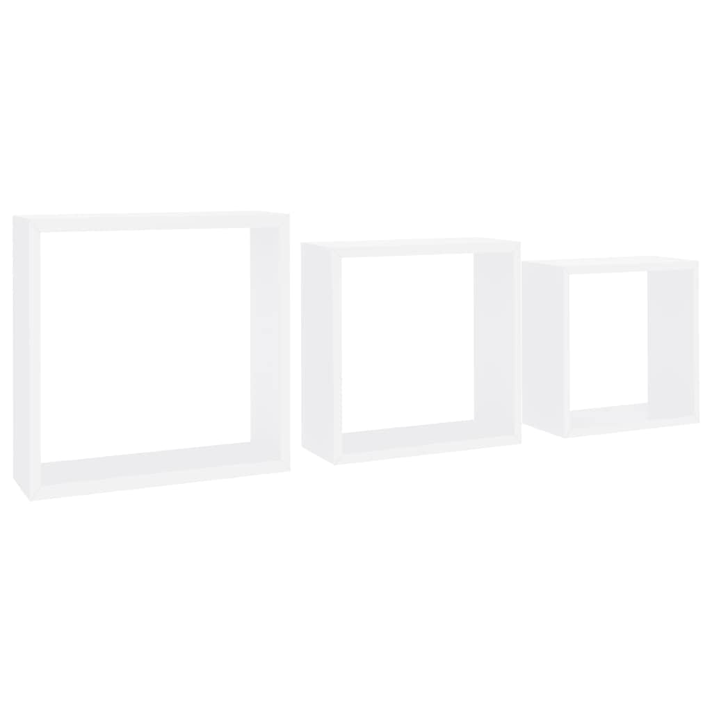 Prateleiras Wall Cube Vidaxl Em Mdf Branco, Conjunto De 3, 30x30cm