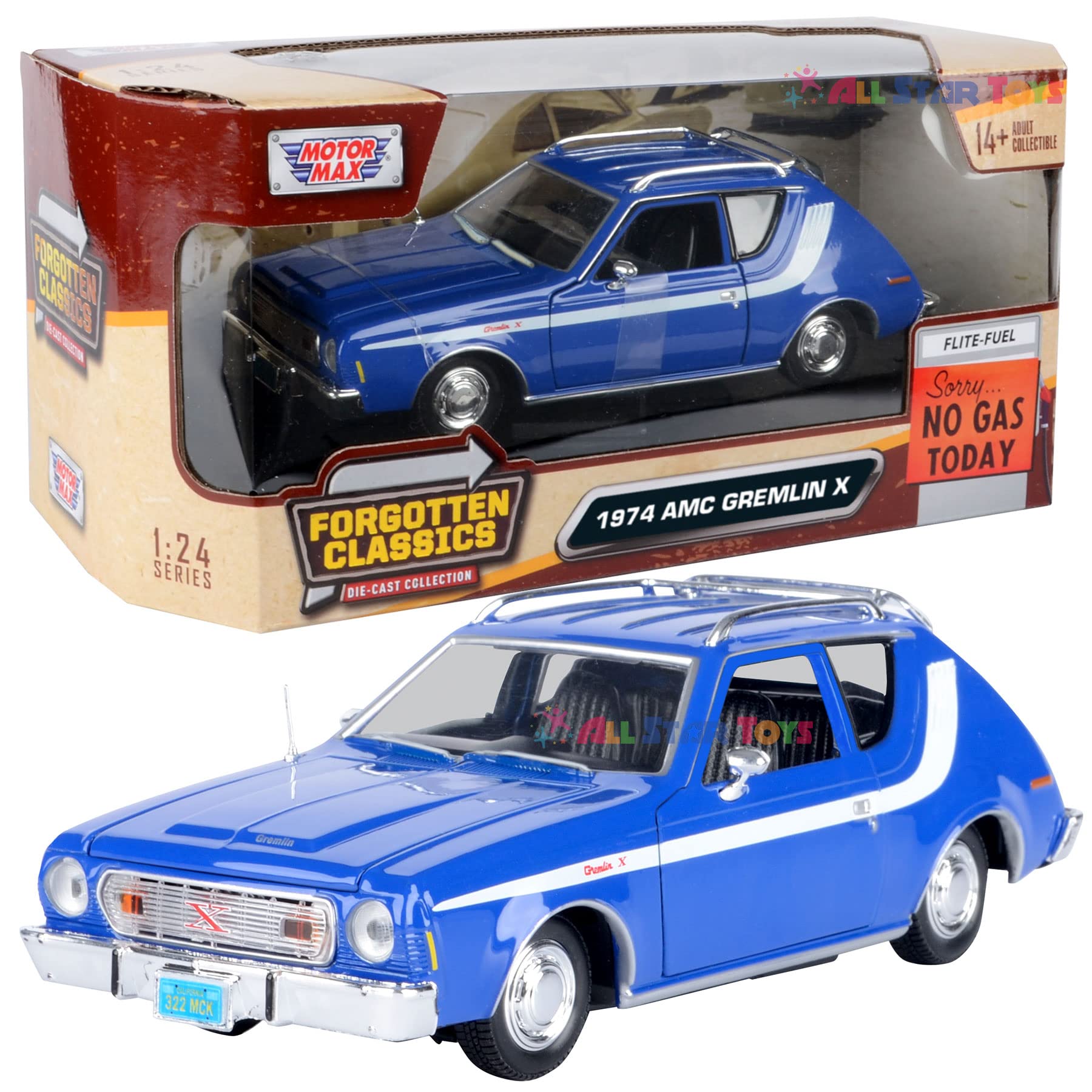 Modelo Diecast Motormax 1974 Amc Gremlin X 1:24 Em Escala Azul
