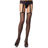 Meias Leg Avenue Fishnet Lace Com Cinto Preto