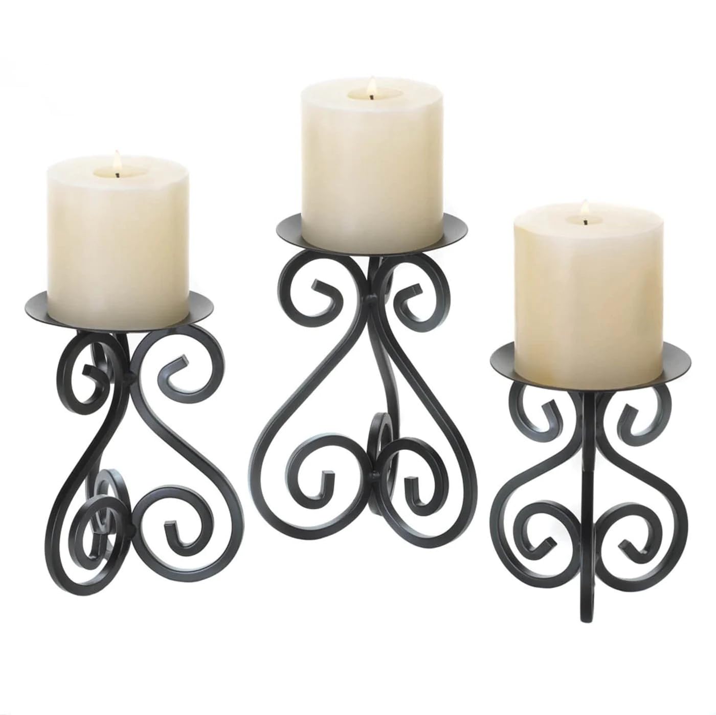 Candle Stand Accent Plus Elegant Scrollwork, Conjunto De 3