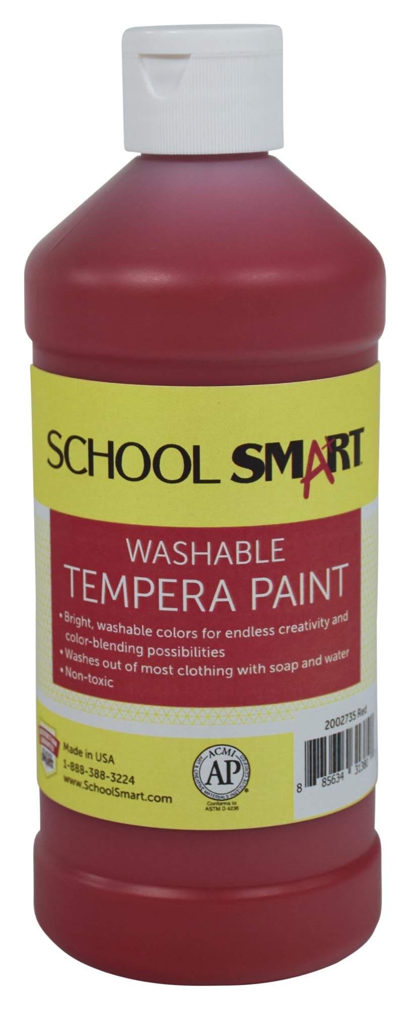 Frasco De 473 Ml Lavável Paint School Smart Tempera Red