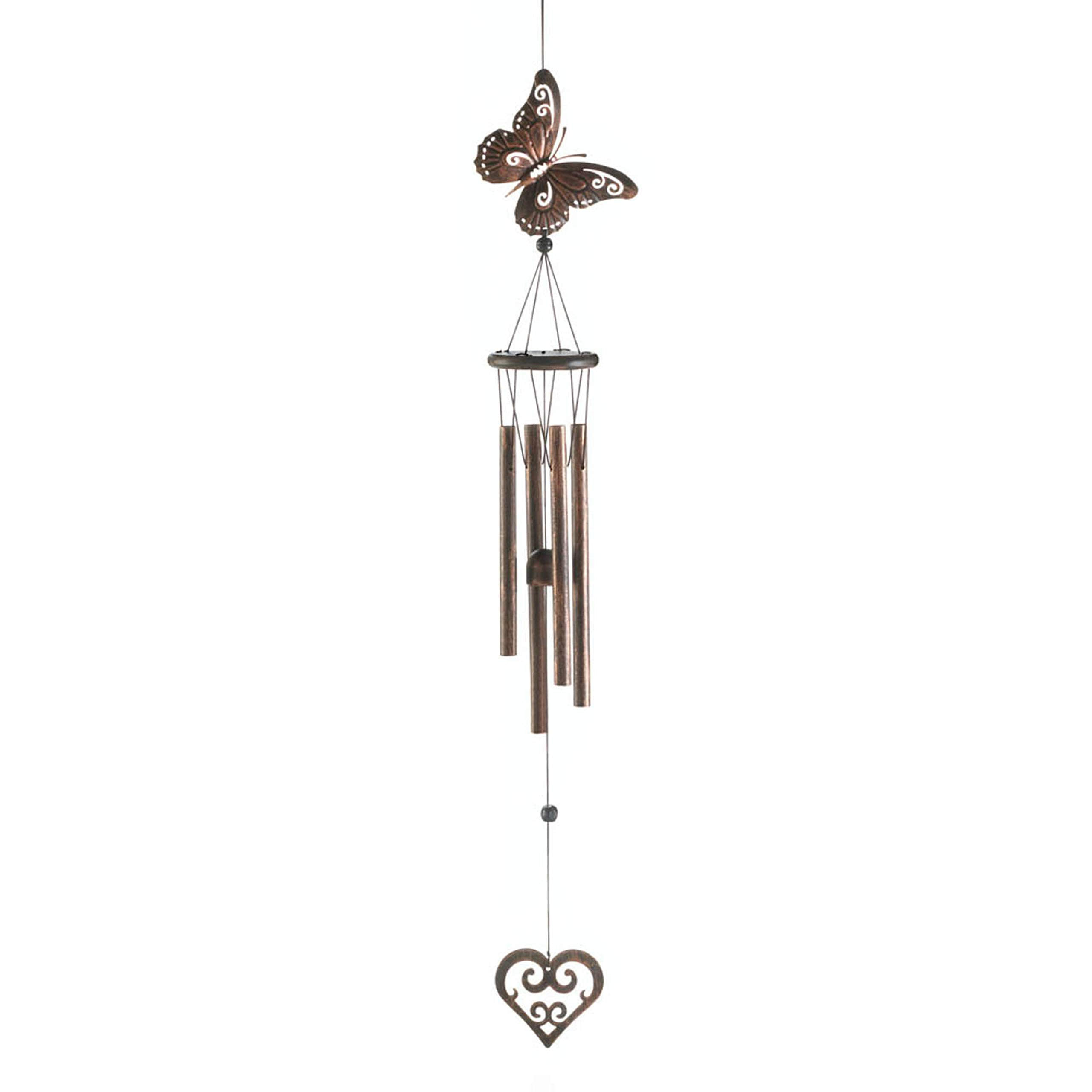 Wind Chime Zingz &amp; Thingz Secret Garden Com Borboleta E Coração