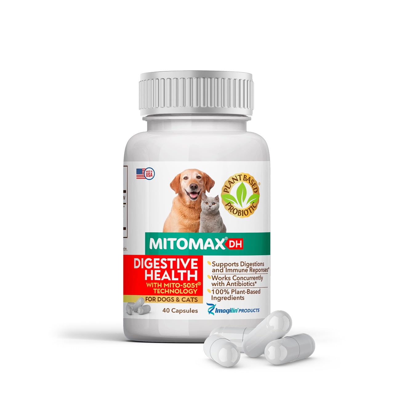Probióticos Mitomax-premium Para Cães E Gatos 40 Cápsulas