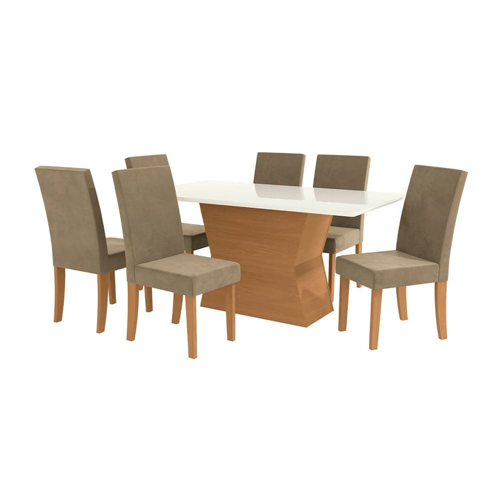 Mesa De Jantar Retangular Kappesberg Jade Com 6 Cadeiras