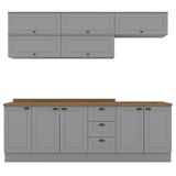 Cozinha Modulada 11 Pecas 240cm Ce381 Americana Cinza Nature Henn
