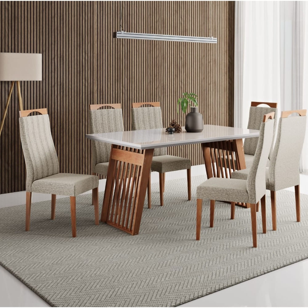 Conjunto Sala De Jantar Moscou Com 6 Cadeiras Grecia Madetal