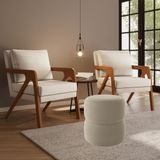 Kit 2 Poltrona Decorativa Puff Sala Moderno Escritório Rafa