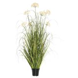 Decoração Artificial De Grama Verde Em Vaso Vickerman 36cm Com 4 Dentes-de-leão