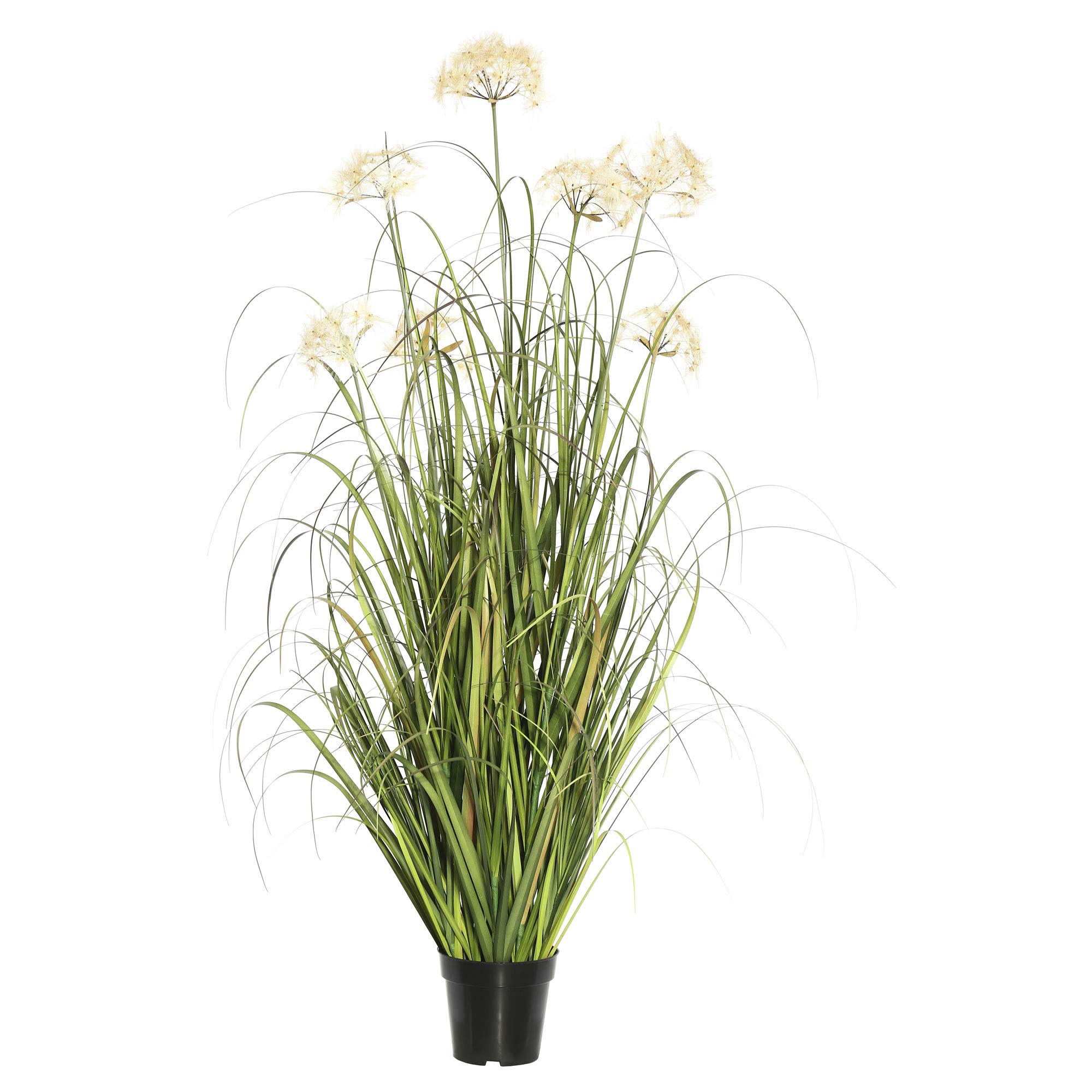 Decoração Artificial De Grama Verde Em Vaso Vickerman 36cm Com 4 Dentes-de-leão