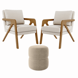 Kit 2 Poltrona Decorativa Puff Sala Moderno Escritório Aira