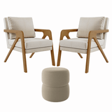 Kit 2 Poltrona Decorativa Puff Sala Moderno Escritório Aira