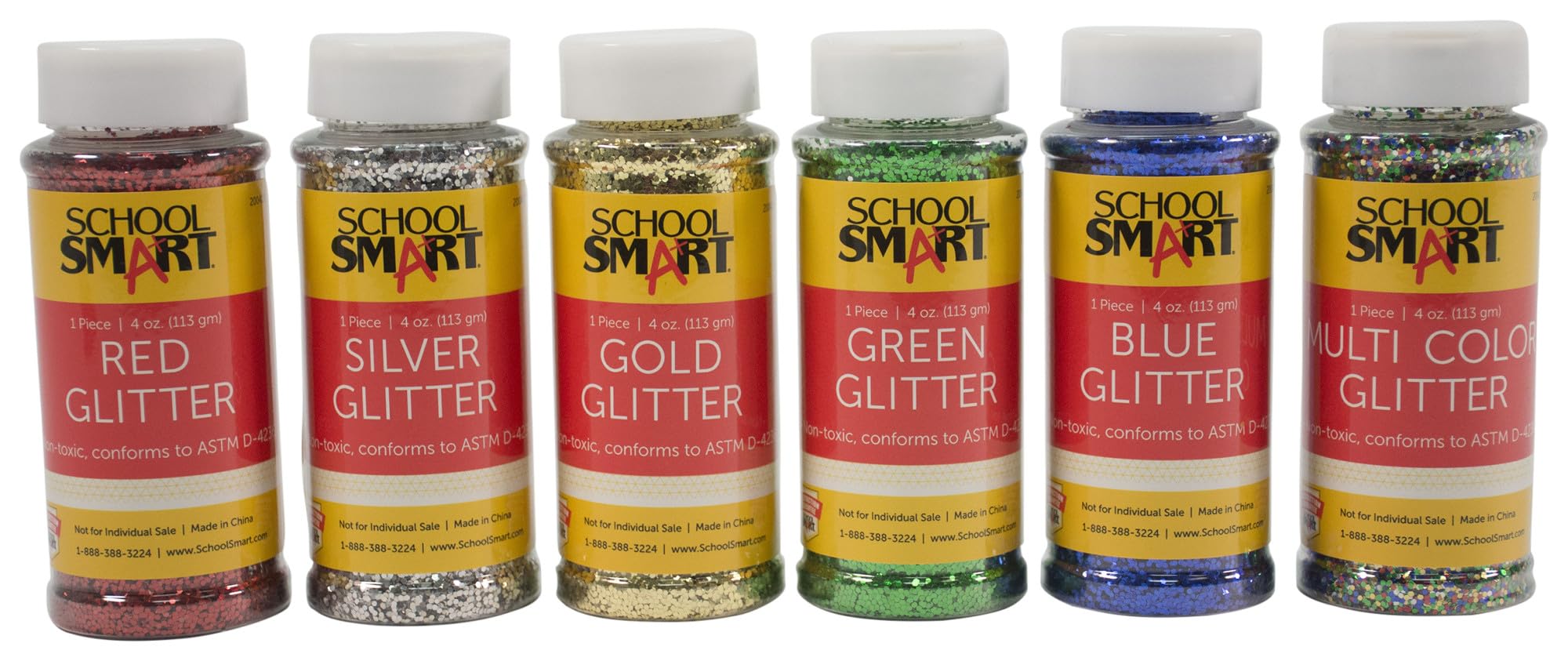 Glitter School Smart Craft, 120 Ml, Cores Variadas, Pacote Com 6