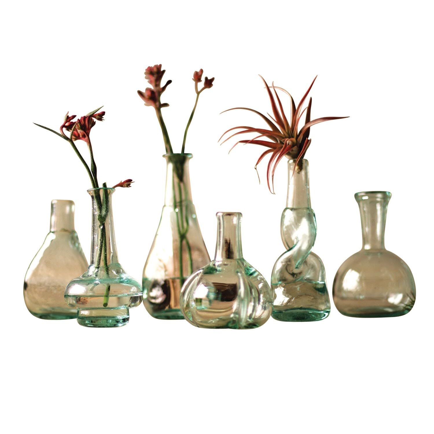 Conjunto De Vasos Bottle Bud, Vidro Reciclado Verde Kalalou, 23 Cm De Altura