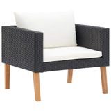 Sofá De Pátio Vidaxl Sofá Ao Ar Livre Com Almofadas Pe Rattan Black