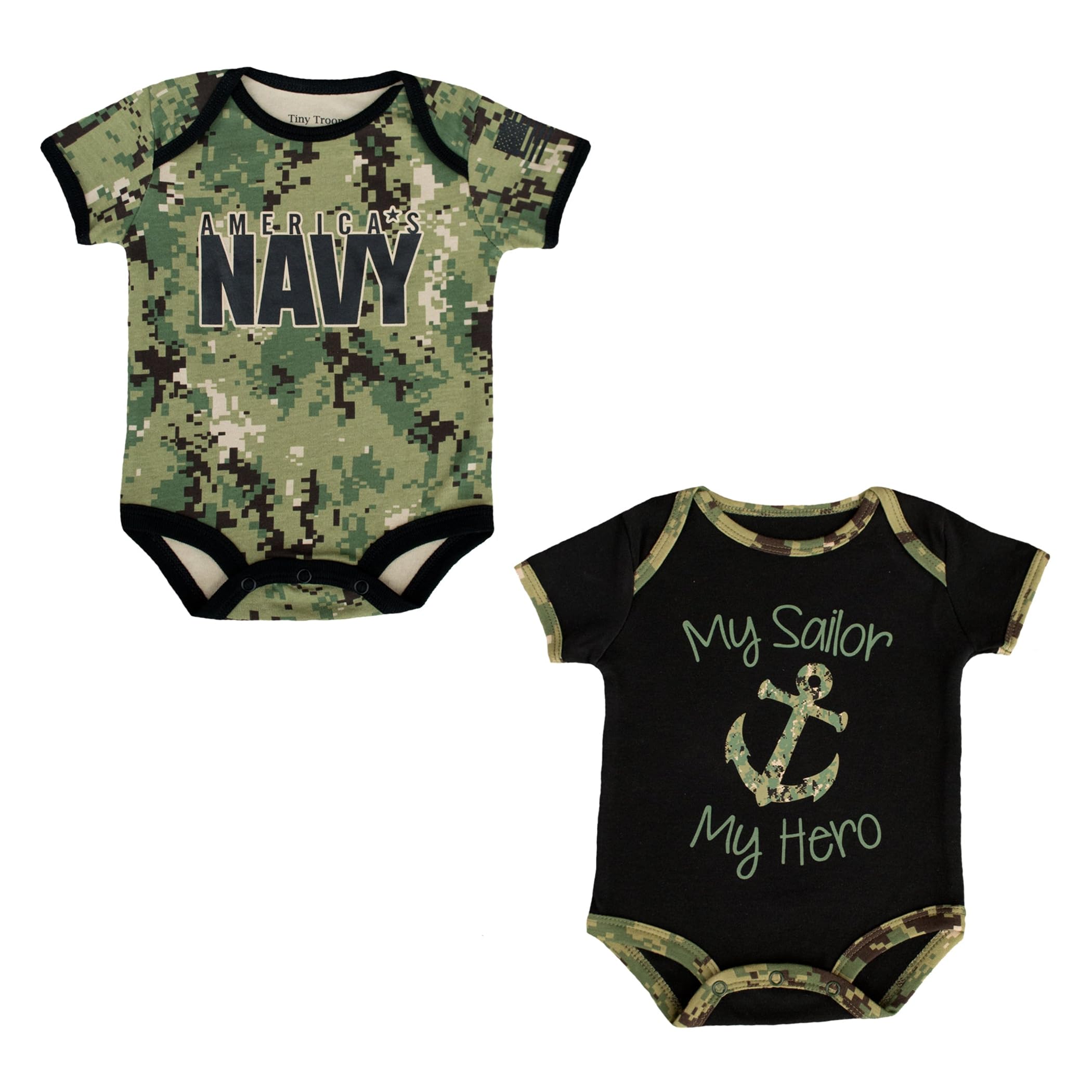 Bodysuits Trooper Navy, Pacote Com 2, Nwu Iii, 0-3 Meses (7701)