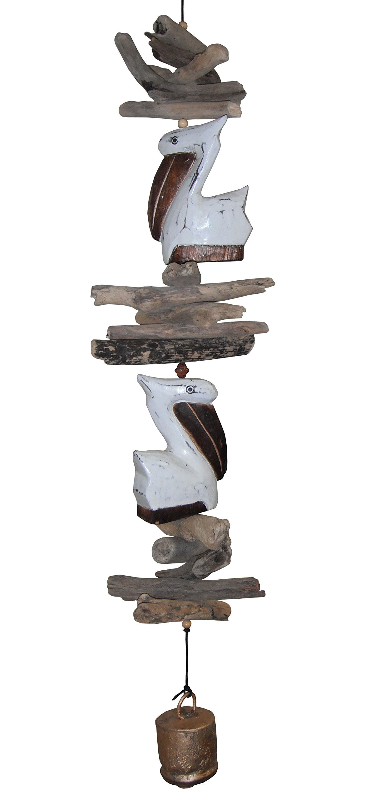 Wind Bell Cohasset Gifts 561a Pelican Twin Madeira Esculpida À Mão