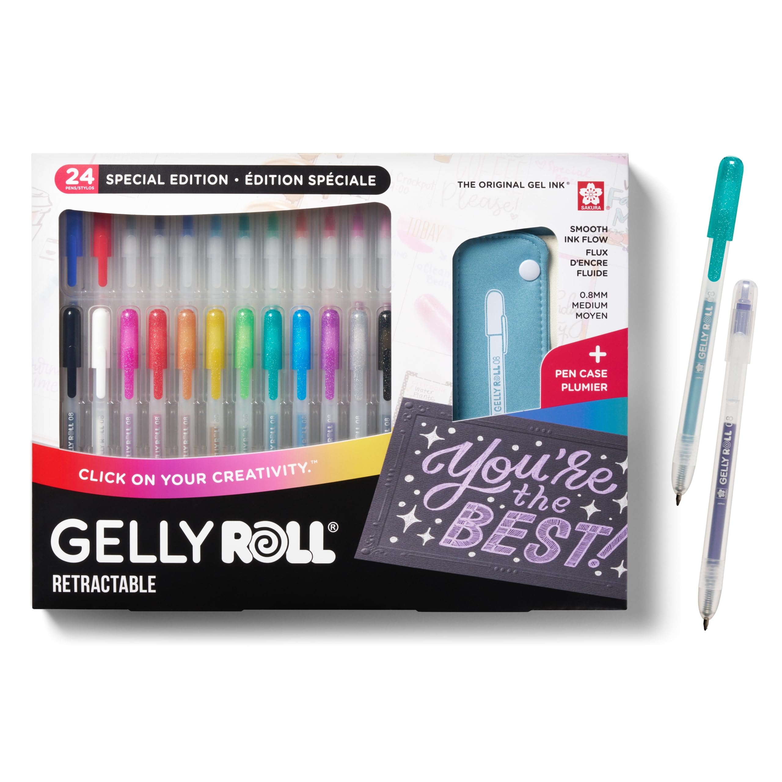Canetas De Gel Sakura Gelly Roll Retráteis De 08 Pontos Médios - 24 Canetas