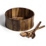 Saladeira Kalmar Home Acacia Wood Curva De 30 Cm Com Servidores